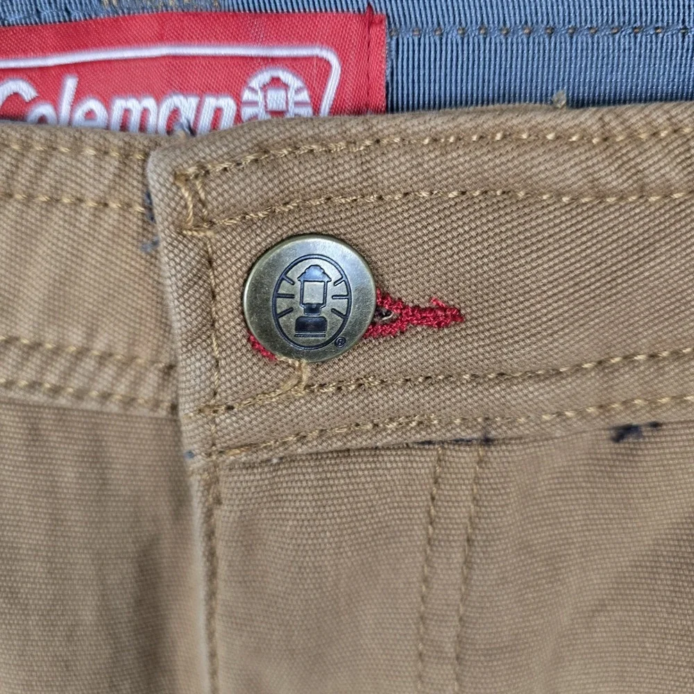 Coleman Mens Fleece Lined Canvas Utility Work Pants Tan Brown 40x32 Straight Leg